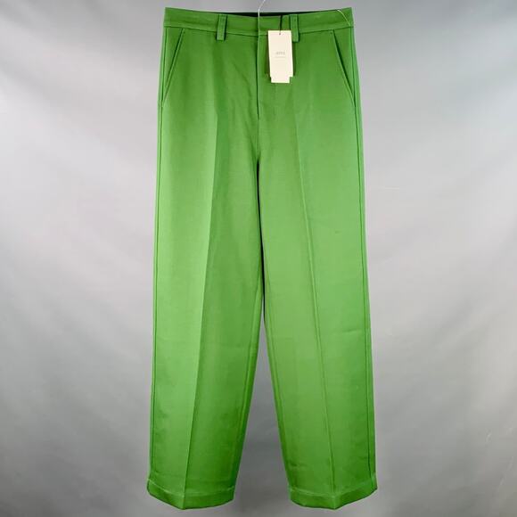 AMI by ALEXANDRE MATTIUSSI Size 8 Green Virgin Wool Twill Flat Front Dress Pants - Picture 1 of 9